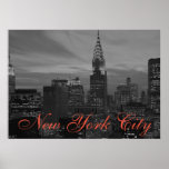 Affiche Black & White Retro Pop Art New York City<br><div class="desc">New York City Midtown Image de style ancien - Vintage New York</div>