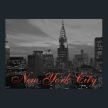 Affiche Black & White Retro Pop Art New York City<br><div class="desc">New York City Midtown Image de style ancien - Vintage New York</div>