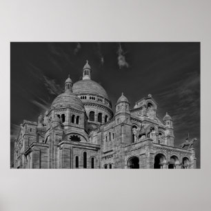 Affiche Black White Sacré Coeur Paris Europe Travel