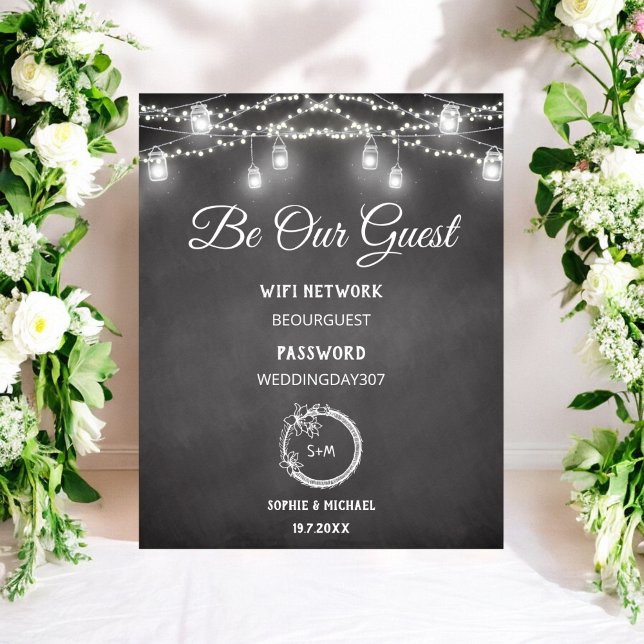 Affiche Black White Soyez notre Mariage WiFi invité (Créateur téléchargé)