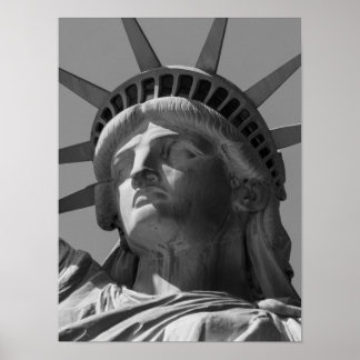 Affiche Black White Statue of Liberty Close Up Photo