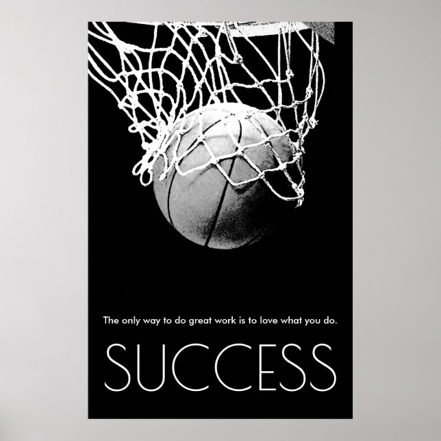 Affiche Black White succès Motivational Basketball tendanc (Devant)