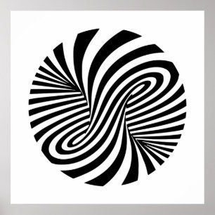 Affiche Black & White Vortex Pattern - Optical Illusion