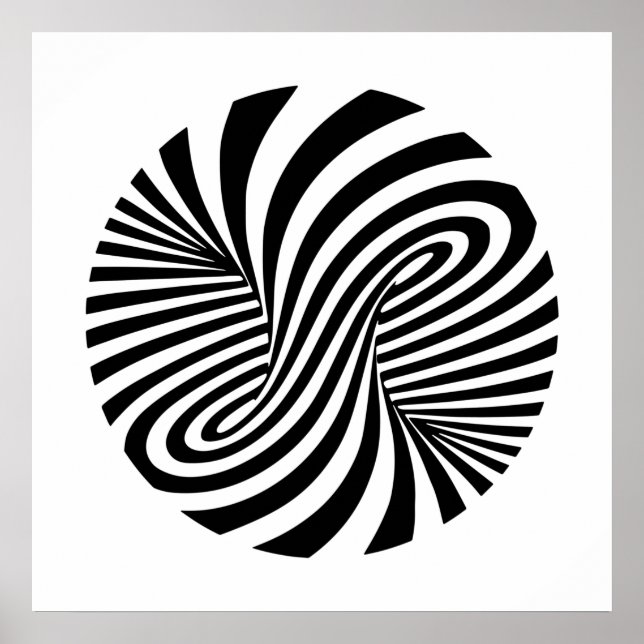 Affiche Black & White Vortex Pattern - Optical Illusion (Devant)