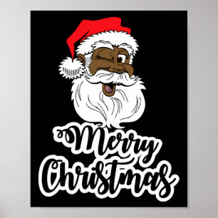 Affiche Black winking père Noël joyeux noël amérique afric