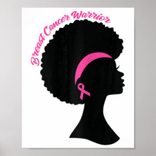 Affiche Black Woman Rose Ribbon oreilles cancer du sein Gu