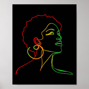 Affiche Black Women JunetDix Face Art Abstrait Melanin A