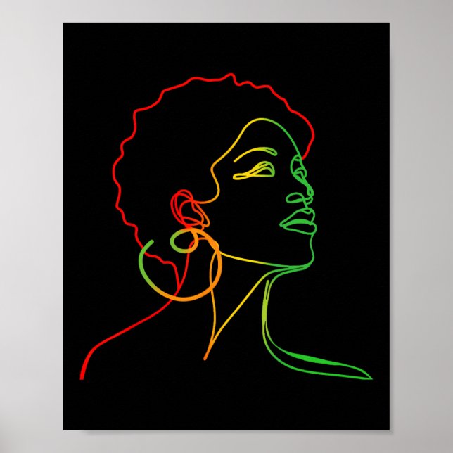 Affiche Black Women JunetDix Face Art Abstrait Melanin A (Devant)