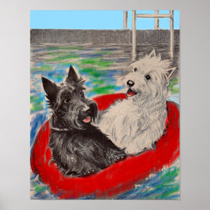 Affiche Blackie et Whitie sur un radeau