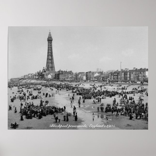 Affiche Blackpool Tower & promenade, Angleterre c 1905 (Devant)