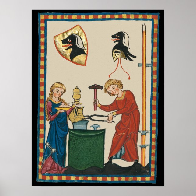 Affiche Blacksmith Forge Casque Art Médiéval (Devant)