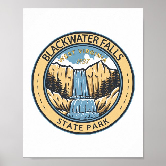 Affiche Blackwater Falls State Park West Virginia Badge (Devant)