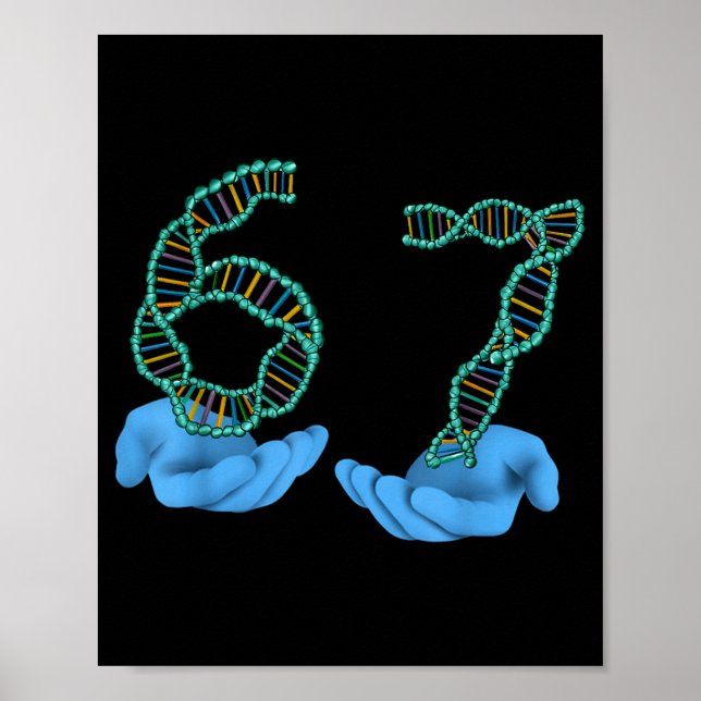 Affiche Blague 67 Nombre Mème Réplication ADN Science Molé (Devant)