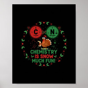 Affiche Blague de chimie de Noël drôle de dindon de scienc