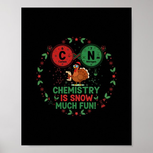 Affiche Blague de chimie de Noël drôle de dindon de scienc (Devant)