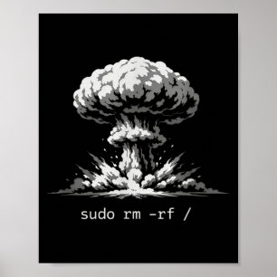 Affiche Blague de terminal amusante sudo rm -rf barre obli