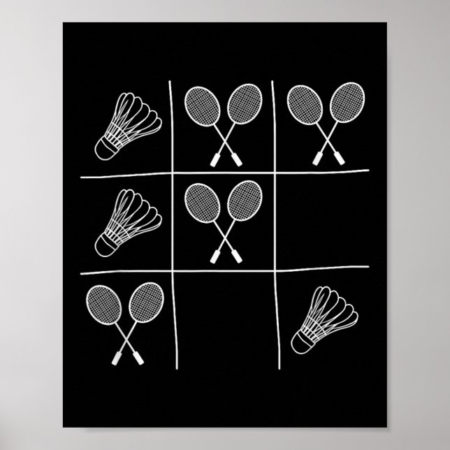 Affiche Blague drôle de badminton - Morpion Tic-tac (Devant)
