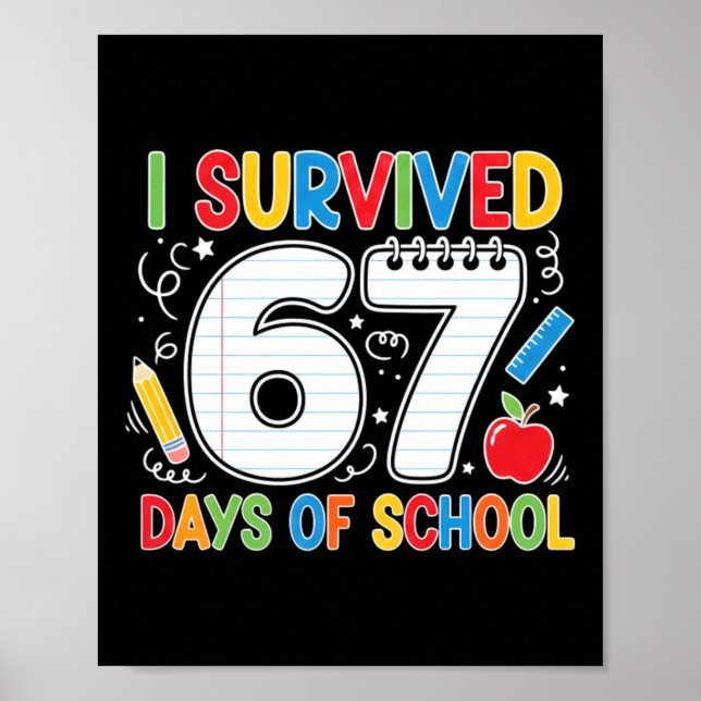 Affiche Blague drôle de six sept école Mème a survécu 67 j (Devant)