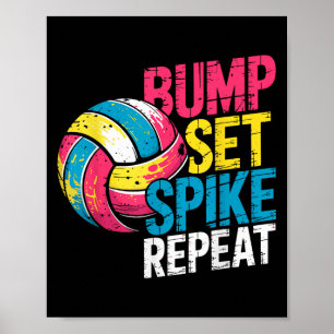Affiche Blague drôle de Volleyball Bump Set Spike Joueur e