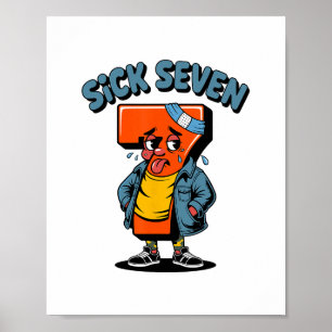 Affiche Blague malade sept mème six sept jeu de mots Hallo