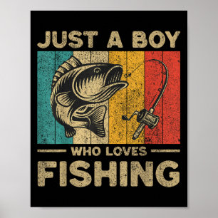 Affiche Blagues de pêche drôles vintage garçons pêcheur B 