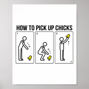 Affiche Blagues de poulet drôles pour hommes Comment dragu