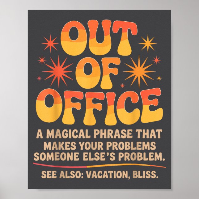 Affiche Blagues de vacances Sarcasme Citations Travail hum (Devant)