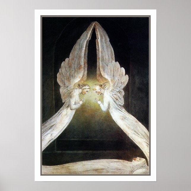 Affiche Blake : Christ dans le sépulcre, protégé par les a (Devant)