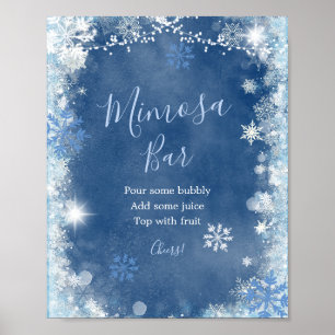 Affiche Blanc Bleu hiver Snowflake Douche Mimosa Bar