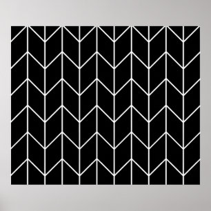 Affiche Blanc Chevron noir Arrière - plan moderne chic