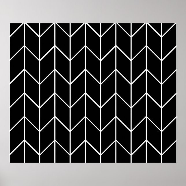 Affiche Blanc Chevron noir Arrière - plan moderne chic (Devant)