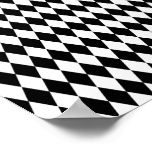 Affiche Blanc Élégant Harlequin Noir Géométrique Losanges