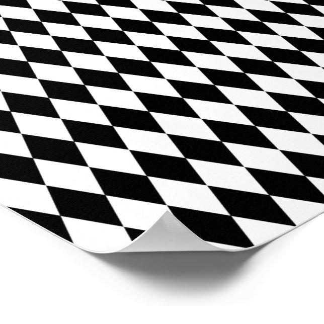 Affiche Blanc Élégant Harlequin Noir Géométrique Losanges (Coin)