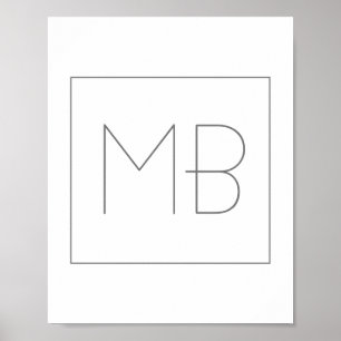 Affiche Blanc Élégant Unique Monogramme