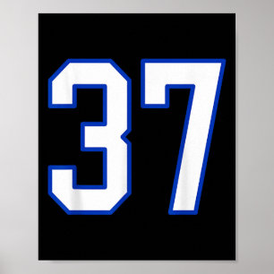 Affiche Blanc Et Royal Blue Numéro 37 Joueur Jersey Unifo