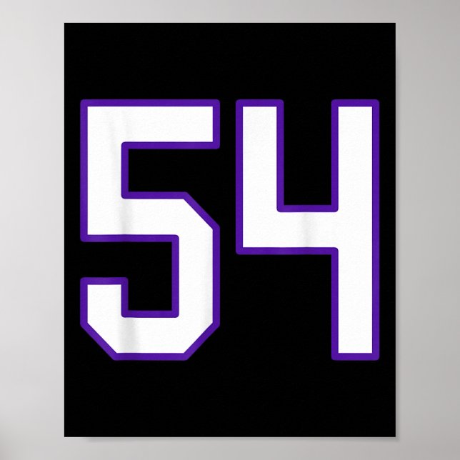 Affiche Blanc Et Violet Numéro 54 Joueur Jersey Uniforme # (Devant)