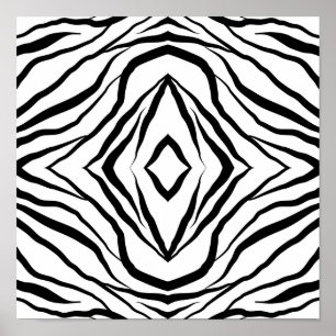 Affiche Blanc géométrique sur bandes Zebra noires