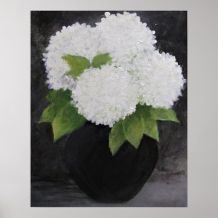 Affiche BLANC HYDRANGEAS Imprimer, papier d'affiche de val