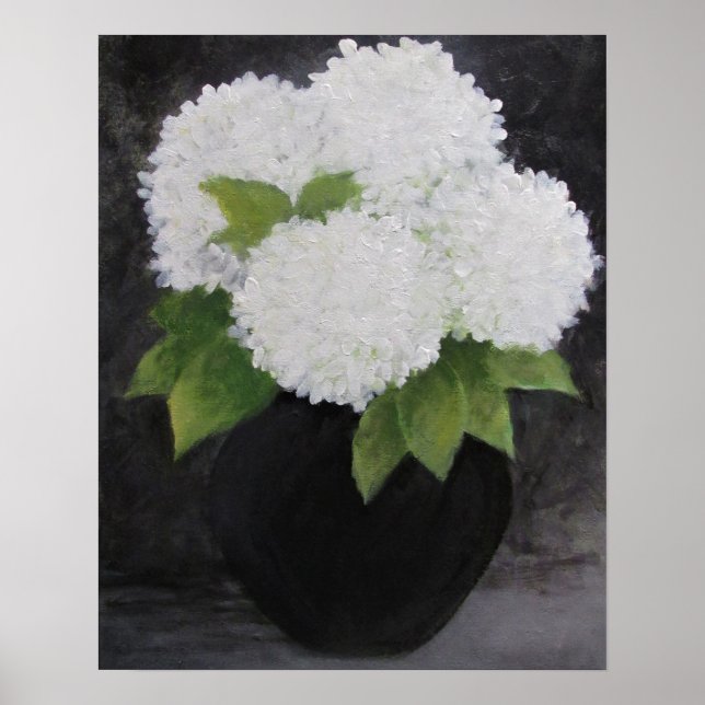 Affiche BLANC HYDRANGEAS Imprimer, papier d'affiche de val (Devant)