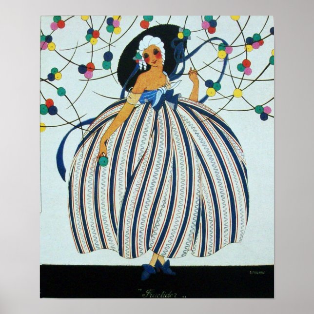 AFFICHE BLANC JEUNE FILLE BEAUTÉ MODE COSTUME DESIGN (Devant)