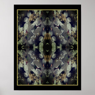 Affiche Blanc Lacecap Hydrangea Floral Abstrait