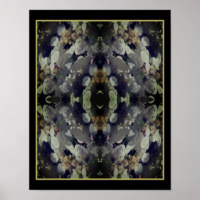Affiche Blanc Lacecap Hydrangea Floral Abstrait (Devant)