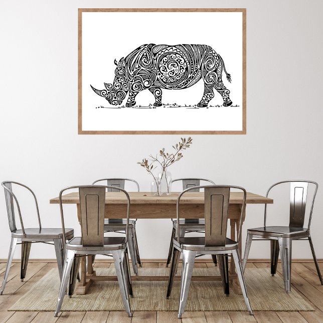 Affiche Blanc Rhino Design noir (Créateur téléchargé)