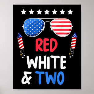 Affiche Blanc Rouge Et Deux Anniversaires 4 juillet Indepe