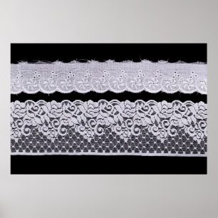 Affiche Blanche dentelle ornementale isolée sur arrière - 