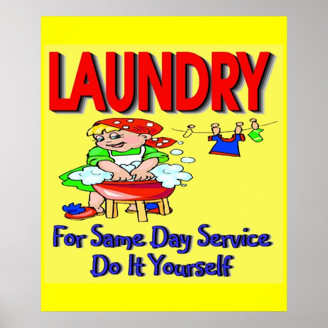 Affiche BLANCHISSERIE- Pour Le Même Jour Service Faites-Le (Devant)