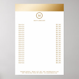 Affiche Blancs Gold Stripe Monogramme Cercle Prix