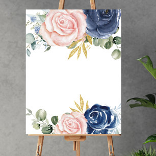 Affiche Blank ajouter votre propre bleu marine flush rose