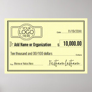 Affiche Blank Check for Sweepstakes & Awards YELLOW