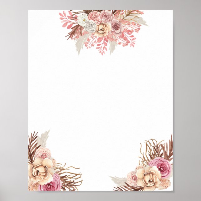 Affiche Blank do-it-yourself moderne Boho Dusty Rose Flora (Devant)